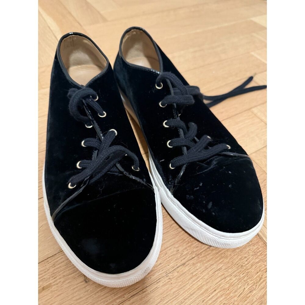 CHARLOTTE OLYMPIA - Black Velvet Sneakers - sz 8 - Picture 2 of 4